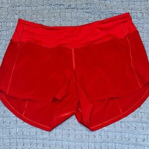 Women's Red Athletic Lulu High Waisted Shorts